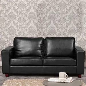 Woodleigh 3 Seat Bonded Leather Sofa - Black