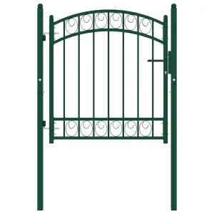 Berkfield Fence Gate with Arched Top Steel 100x100 cm Green