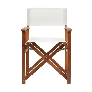 Charles Bentley FSC Wooden Pair of Folding Directors Chairs Cream Pop-Up Garden