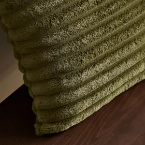 Catherine Lansfield Cosy Ribbed Faux Fur Soft Touch 45x45cm Cushion Olive Green