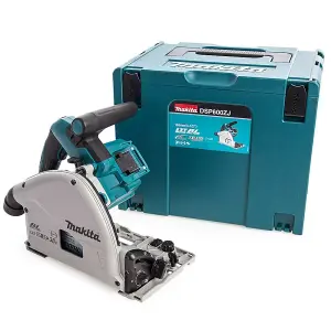 Makita DSP600ZJ 36V Brushless Plunge Saw + 2 x Guide Rail, Connector & Clamp Set