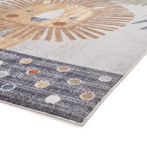 Multicolour Animal 40mm Pile Kids Stain-Resistant Rug for Bedroom, Dining Room, Easy to Clean Modern Rug-120cm X 170cm