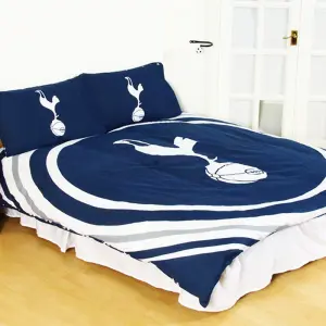 Tottenham Hotspur FC Official Pulse Design Reversible Duvet And Pillowcase Set Blue/White (Double)