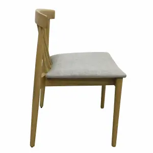 Goran Dining Chair Oak Frame Grey Seat (Pair in Box)