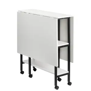 Sewing Online Quilting/Fabric Cutting Table, White with Black Legs and Wheels