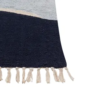 Cotton Area Rug 140 x 200 cm Multicolour and Blue XINALI