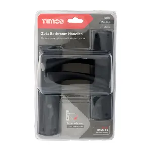 Timco - Zeta Bathroom Handles - Matt Black (Size 175 x 45 - 2 Pieces)