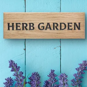 Peak Heritage Engraved Oak Sign 30cm - Herb Garden