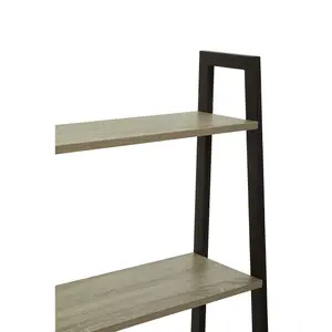 Interiors By Premier Five Tier Grey Oak Veneer Ladder Shelf Unit, Functional Industrial Narrow Shelf, Stylish Tall Cupboard