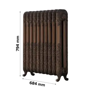 Arroll Daisy Cast iron Bronze 10 Column Radiator, (W)684mm x (H)794mm