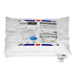 Homescapes White Duck Feather Pillow Pair