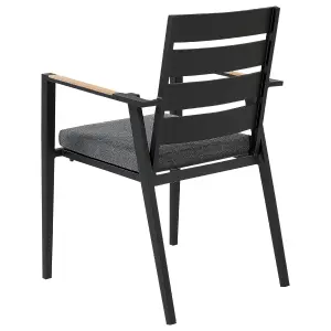 Set of 4 Garden Chairs with Cushions TAVIANO Metal Black