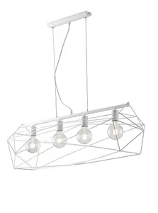 Luminosa Abraxas Bar Globe Cage Ceiling Pendant, White, E27