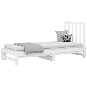 Berkfield Pull-out Day Bed White 2x(90x190) cm Solid Wood Pine