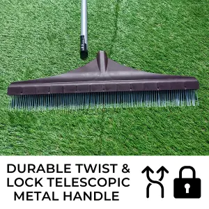 Artificial Grass Rake 45cm Wide Brush For Fake Lawn Astro Turf Garden