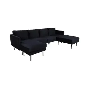 Zoom U Shape Sofa Set , Black Velvet Sofas