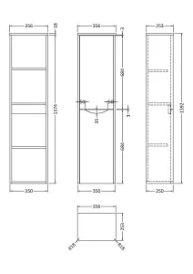 Wall Hung 2 Soft Close Door Tall Unit, 400mm - Soft Black