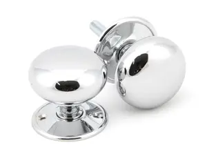 From The Anvil Polished Chrome 57mm Mushroom Mortice/Rim Knob Set