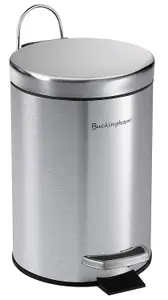 Buckingham Pedal Bin Waste Trash Bin for Bathroom Kitchen Office Stainless Steel Soft Closing Brushed Finish (5 Litre)