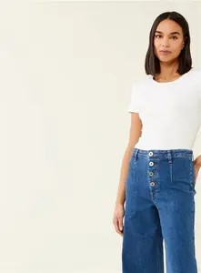 FINERY Mid Blue Tally Wide Leg Jeans - Tu Clothing By Sainsburys