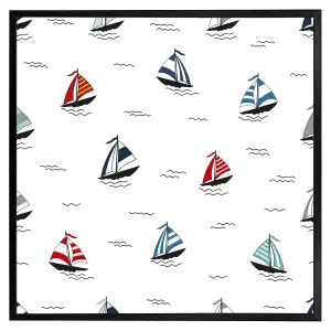 Red & blue sailboats (Picutre Frame) / 16x16" / Black