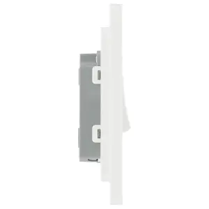 BG Evolve 20A Single Wall Light Switch, 2 Way, Screwless Brushed Steel