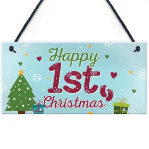 Red Ocean Baby Happy 1st First Christmas Xmas Hanging Sign Tree Decoration Bauble Newborn Child Gifts