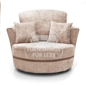 Monaco Chenille Fabric Swivel Chair 360 Rotation Foam Beige