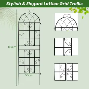 COSTWAY 4 Pack Metal Garden Fence Decorative Outdoor Trellis 180 cm x 50 cm