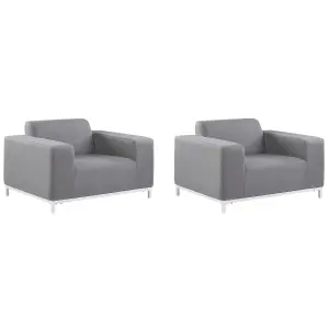 Set of 2 Garden Armchairs ROVIGO Fabric Grey