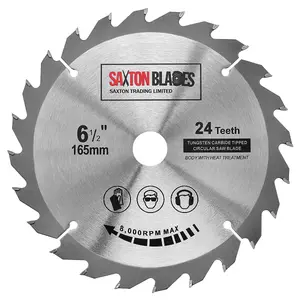 Saxton TCT16524TSK TCT Circular Saw Blade 165mm x 24 teeth x 20mm Bore & 16mm Ring