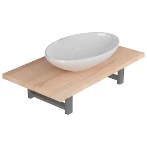 Berkfield Two Piece Bathroom Furniture Set Ceramic Oak