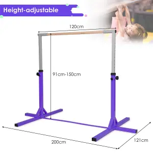 Costway Kids Junior Horizontal Kips Bar Gymnastics Training Bar Gym