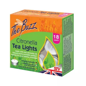 The Buzz Citronella Tea Lights White (18 Pack)