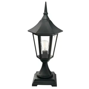 Elstead Valencia 1 Light Outdoor Pedestal Lantern Black IP54, E27