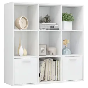 Berkfield Book Cabinet High Gloss White 98x30x98 cm Engineered Wood