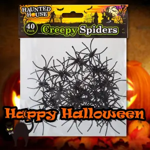 Halloween Spiders Decoration Trick or Treat Party Pack of 40 3.5cm x3.5cm  Black