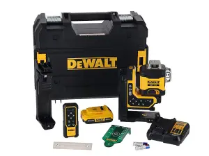 Dewalt DCLE34035D1-GB 3x360 Remote Green Laser 18V 1 x 2.0Ah Li-ion DEWLE34035D1