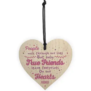 Red Ocean Handmade True Friends Friendship Best Friend Birthday Gift Plaque Wooden Heart Chic Sign Keepsake