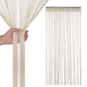 String Curtain Panel Spaghetti Tassel Curtain, 200cm x 90cm - Beige