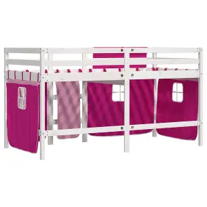 Berkfield Kids' Loft Bed with Curtains without Mattress Pink 80x200 cm