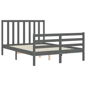 Berkfield Bed Frame with Headboard Grey Double Solid Wood