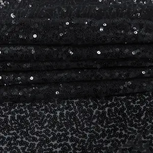 4ft x 7ft Sequin Backdrop Photography Background Shiny Fabric Glitter Curtain Backdrop, Black