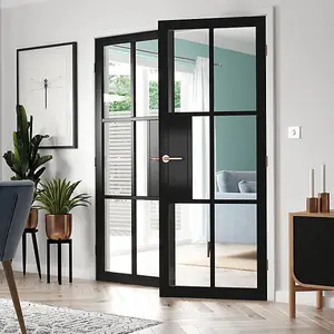 Urban Industrial Civic Black Clear Glass Internal Door