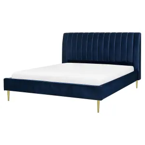 Velvet EU King Size Bed Blue MARVILLE