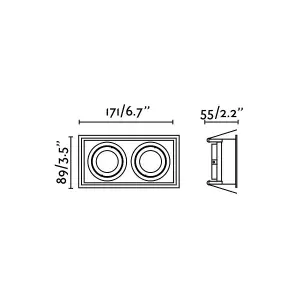 Luminosa Hyde Black Tiltable square recessed Downlight 2 Light, GU10