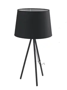 Luminosa MARILYN Table Lamp with Round Tapered Shade Black, Cotton Lampshade 30x58.5cm