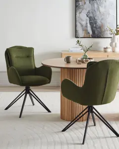 Set of 2 Dining Chairs AVELAR Dark Green