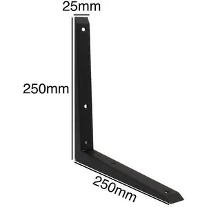 EAI Strong Shelf Bracket Mitre Reinforced Hi-Load Pattern - 250 x 250mm - Black - Pack of 2