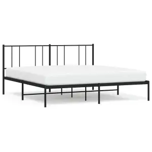 Berkfield Metal Bed Frame with Headboard Black 200x200 cm